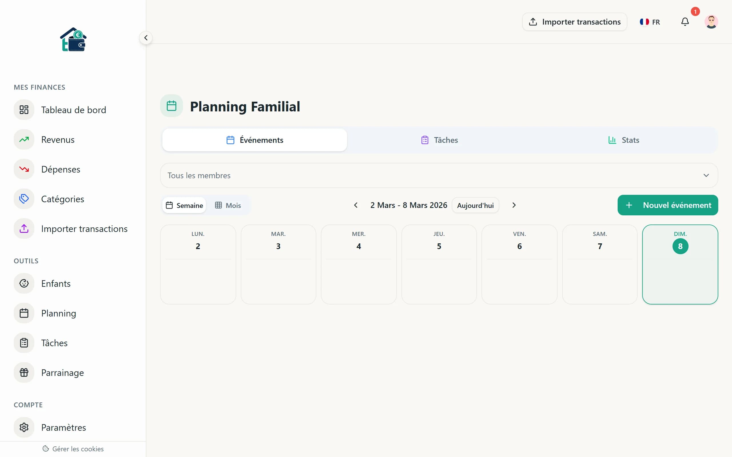 Using the family planner